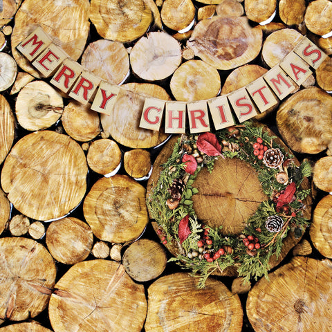 Yule Logs With Banner Photo Backdrop
