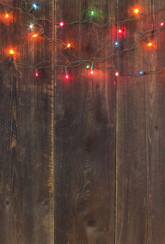 Christmas Light Planks Photo Backdrop